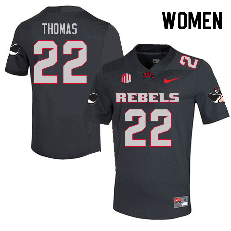 Women #22 Jai'Den Thomas UNLV Rebels College Football Jerseys Stitched Sale-Charcoal